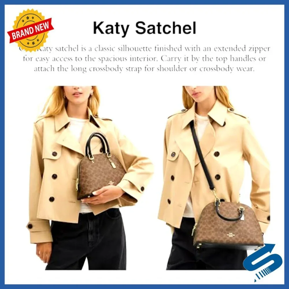 Signature Canvas Satchel with Leather Trim, Detachable Strap, Spacious Interior